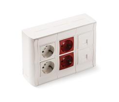 FAMATEL 2802 - BASE 2 TOMAS TT BLAN.+2 ROJAS+2 RJ45