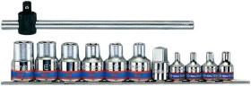 KING TONY 7113PR - JUEGO VASOS 3/8"Y 1/2"TORX E4-E20-12PZAS