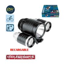 EDM 36078 - LINTERNA RECARGABLE PAR BICICLETA Y CABEZA 1LED 1W +2LEDS 3W