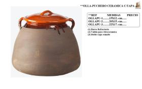 ARDOSIA OLLAPU3 - OLLA CERAMICA 5L C/TAPA 22X17 TODOS LOS FUEGOS. NO INDUCCION