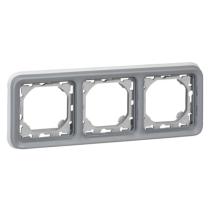LEGRAND 069687 - Marco de empotrar Plexo modular gris - 3 elementos horizonta