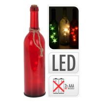 EDM 71365 - BOTELLA DECORATIVA DE CRISTAL ROJA CON LED 29CM S/PILAS