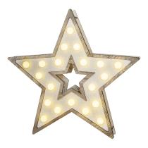 EDM 71739 - ESTRELLA DE MADERA 20LEDS 25.5X27.2 S/PILAS