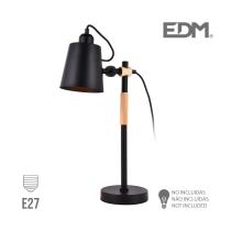 EDM 32114 - FLEXO SIMPLE E27 NEGRO EDM METALICO Y MADERA BASEØ15X54CM