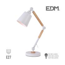 EDM 32117 - FLEXO ARQUITECTO E27 BLANCO METALICO Y MADERA BASEØ17X52 CM