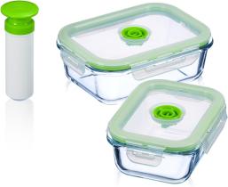 ALTUNA BROS1 - SET 2 TUPPERS RECTANGULARES CRISTAL + BOMBA VACIO