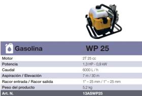 Alpex maquinaria 13ASWP25 - MOTOBOMBA ALPEX WP25 2T 25CC   CAUDAL: 6000 L/H