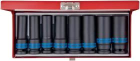 KING TONY 4410MP - COFRE METALICO VASOS IMPACTO LARGOS 1/2" 8 PIEZAS