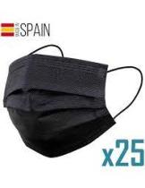 c MSK0005 - MASCARILLAS QUIRURGICAS IIR NEGRO ADULTO 25 UNIDADES