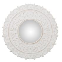 EXCLUSIVAS CAMACHO 70061 - Espejo Redondo Ø60cm Madera Blanco Decapé, Int:ø24,5cm Ø60x1