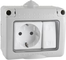 HEPOLUZ 05636 - BASE SCHUKO + CONMUTADOR SUPERFICIE